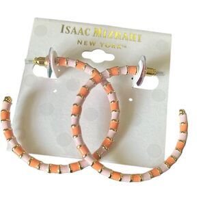 Isaac Mizrahi Peach and Coral Hoop Earrings